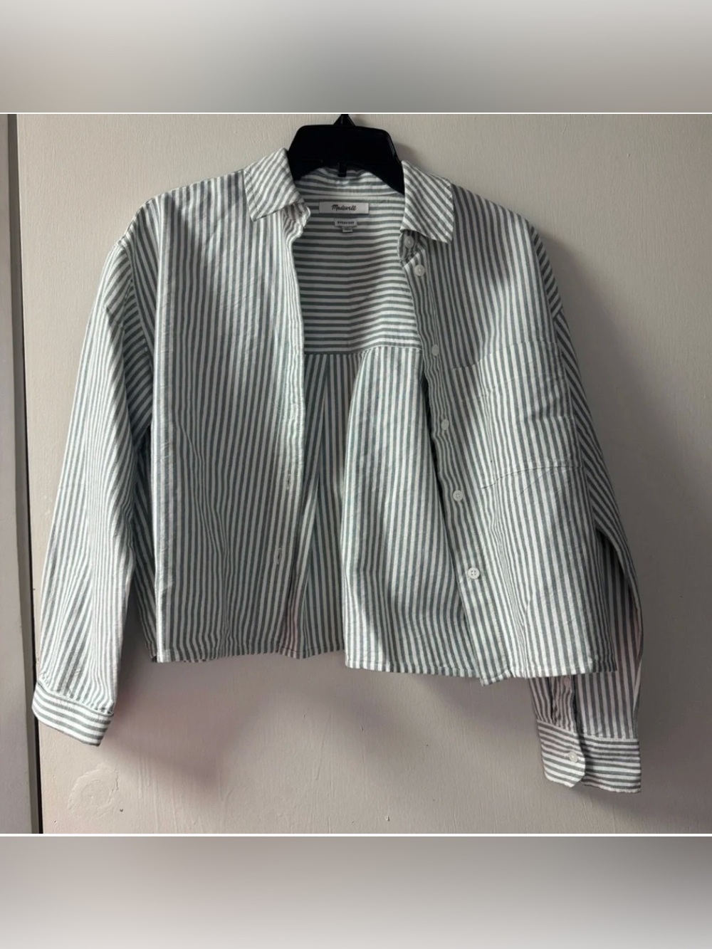 Madewell Women’s Striped Button-Down Shirt - Sage & White
